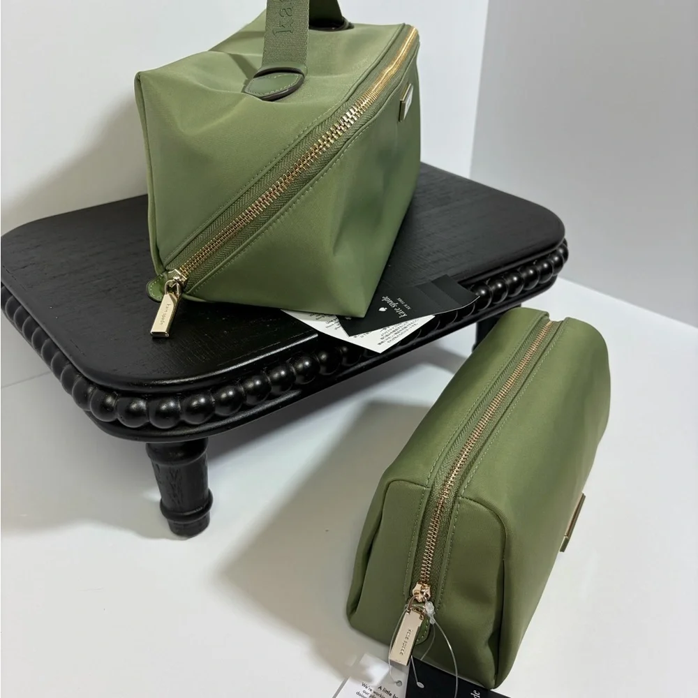 NEW Kate Spade Olive Toiletry Bag Set